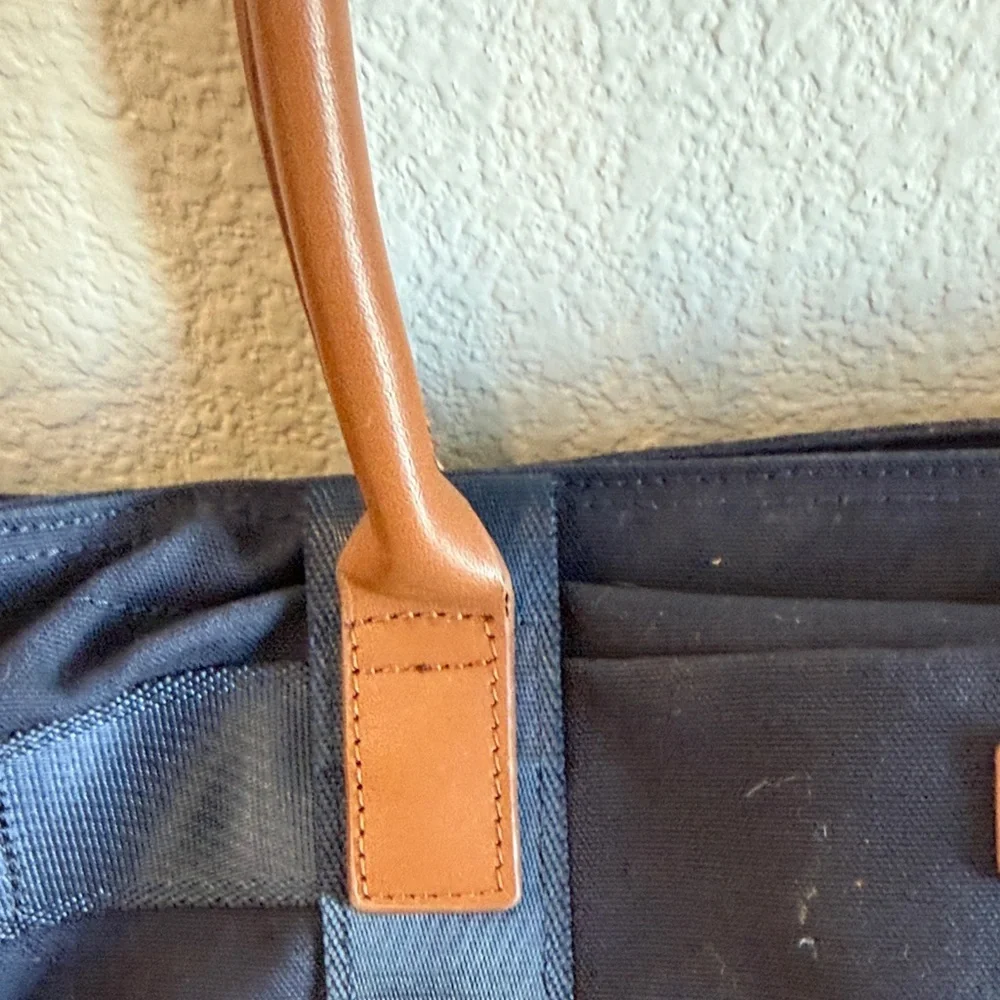 Brooks Brothers Wells laptop Tote Bag with Brown Leather Trim